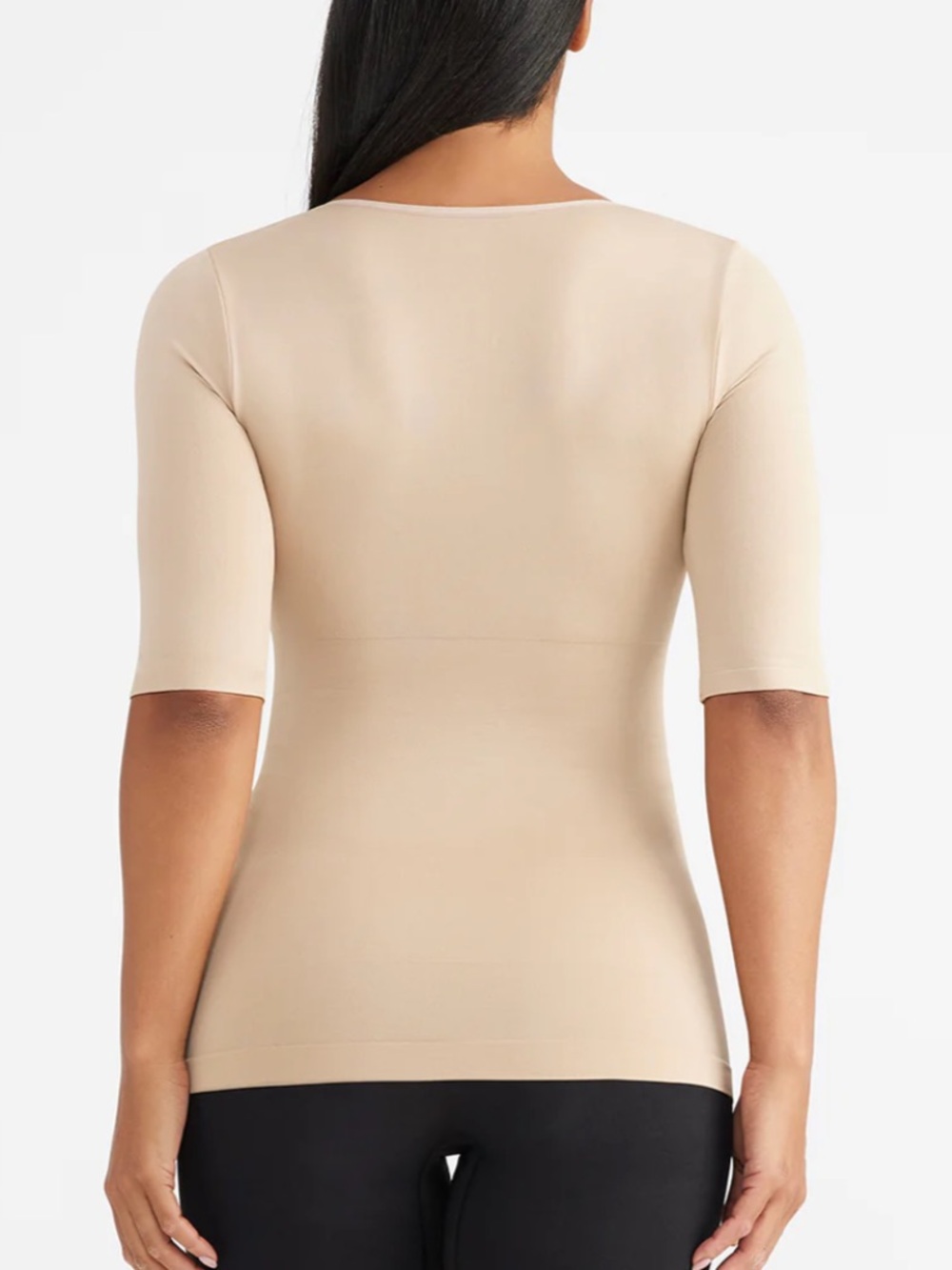 NIP Yummie Willow tan v-neck shaping t-shirt M/L - Picture 3 of 11